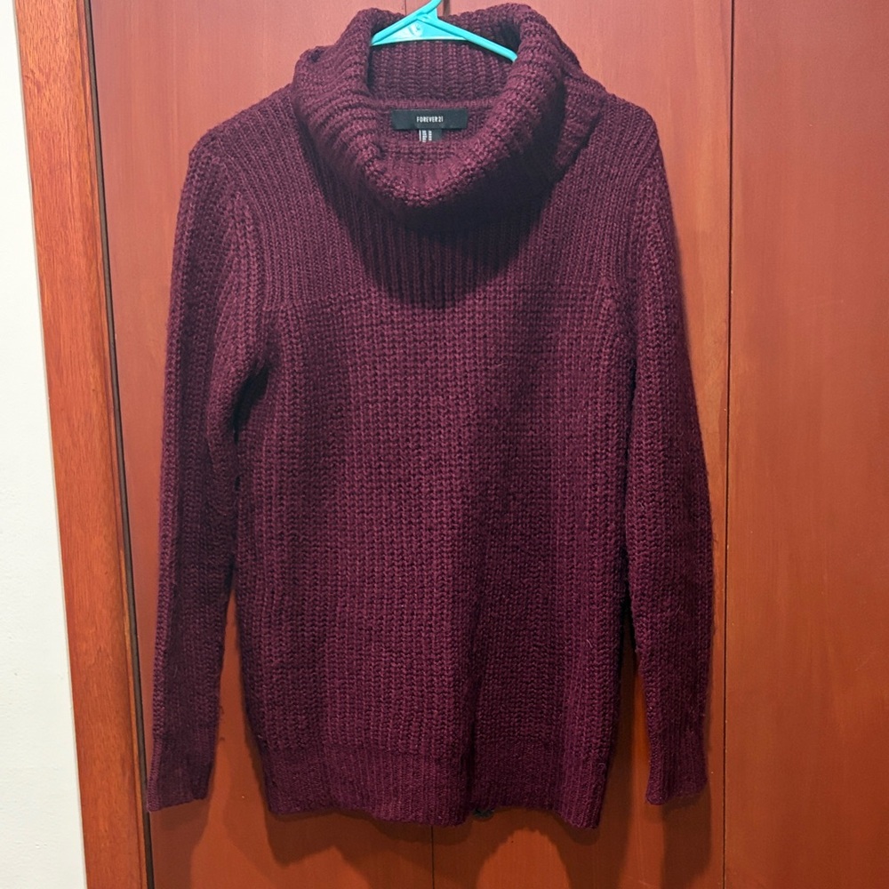 Forever 21 Burgundy Cowl Neck Sweater